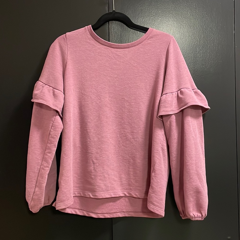 Old Navy Dusty Rose Ruffle Sleeve Sweater Size L